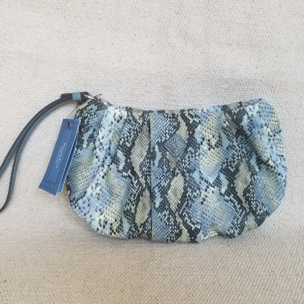 NEW Simply Vera Vera Wang Snakeskin‎ Pattern Wristlet Wallet Blue Gray